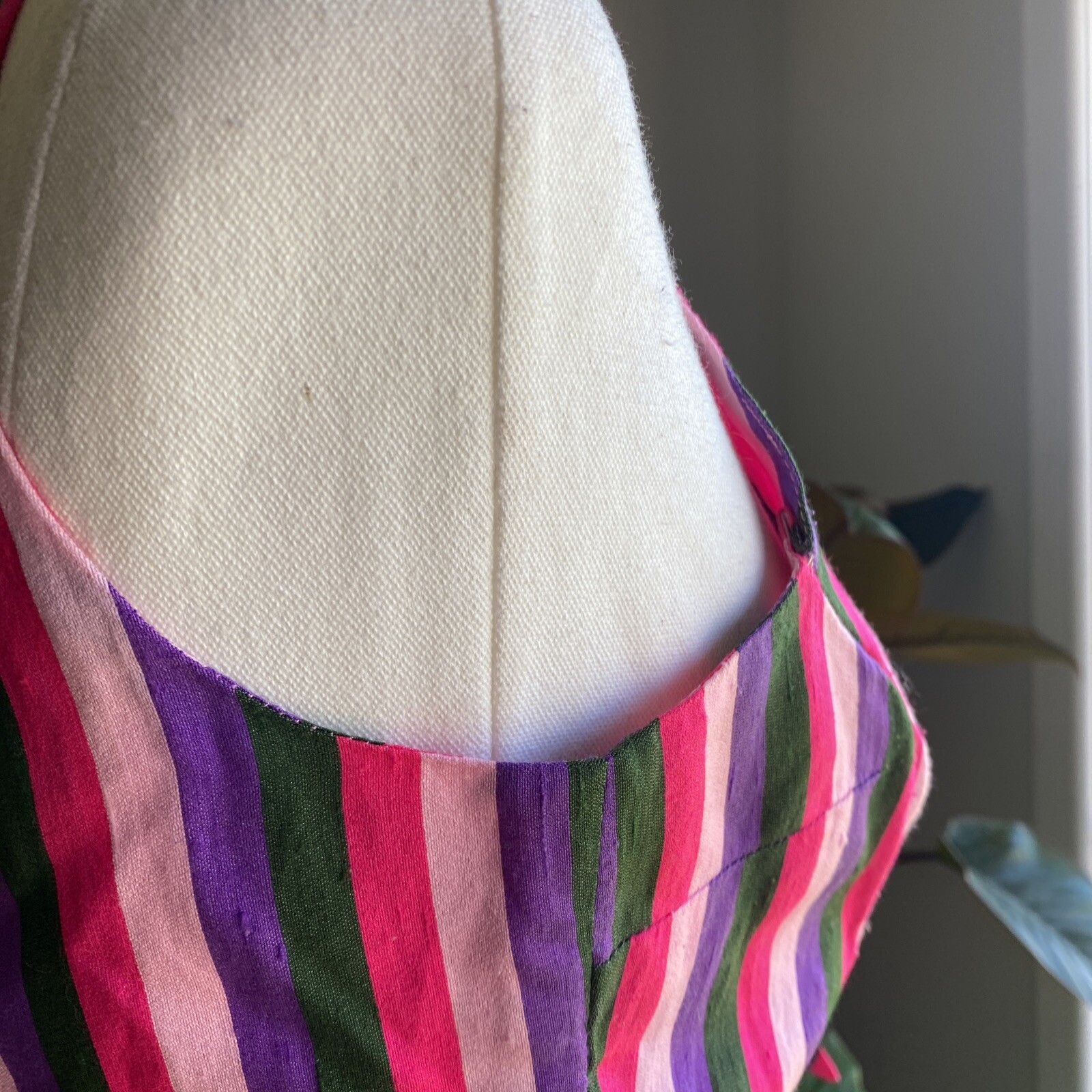 Vintage Prue Acton Dress Fits Au 8 XS/S Multicolour Stripe Silk Wrap Mini Dress