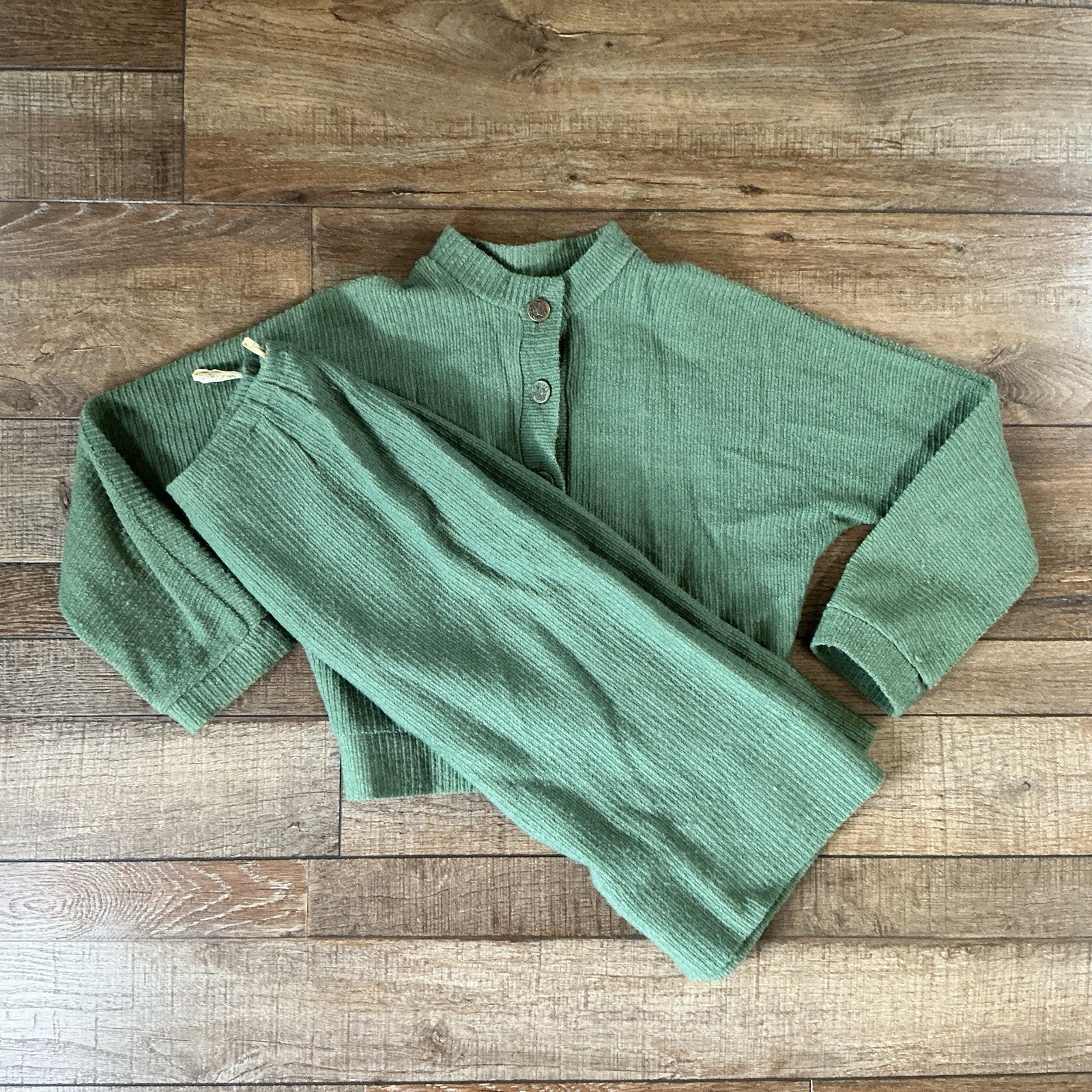 VINTAGE Jane Compton Knit Skirt 2-Piece Set 9/10 Green Wool Blend KC USA #41D8