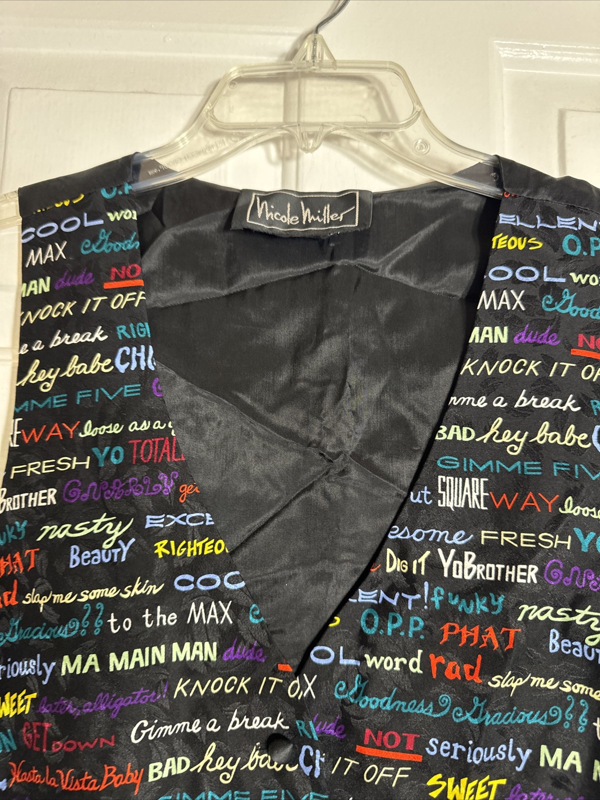 Vintage 90’s Nicole Miller Silk Vest Slang & Throwback Pop-culture Catchphrases
