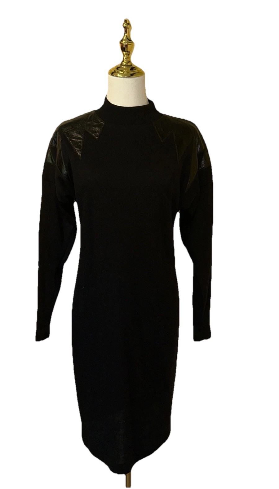 Women’s Vintage 1980s All That Jazz Black And Pleather Sweatshirt Dress Size 7/8