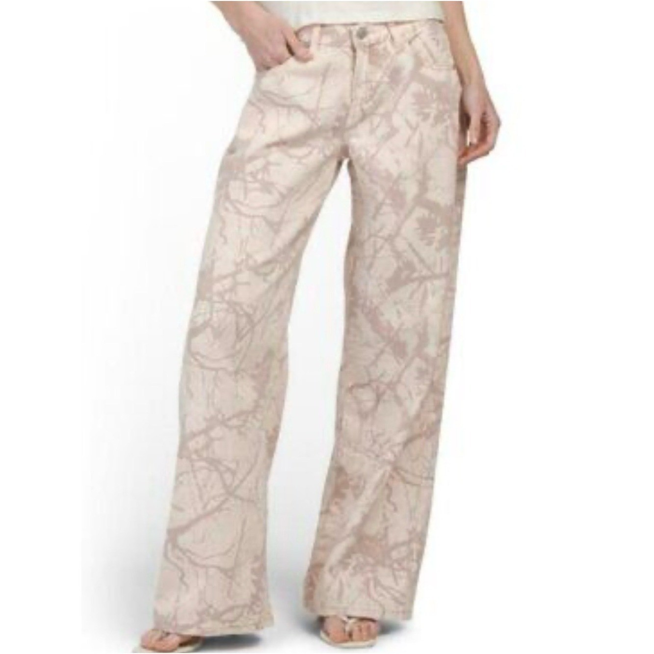 Cali 1850 Pink Camo Wide Leg Low Rise Jeans NWT 26