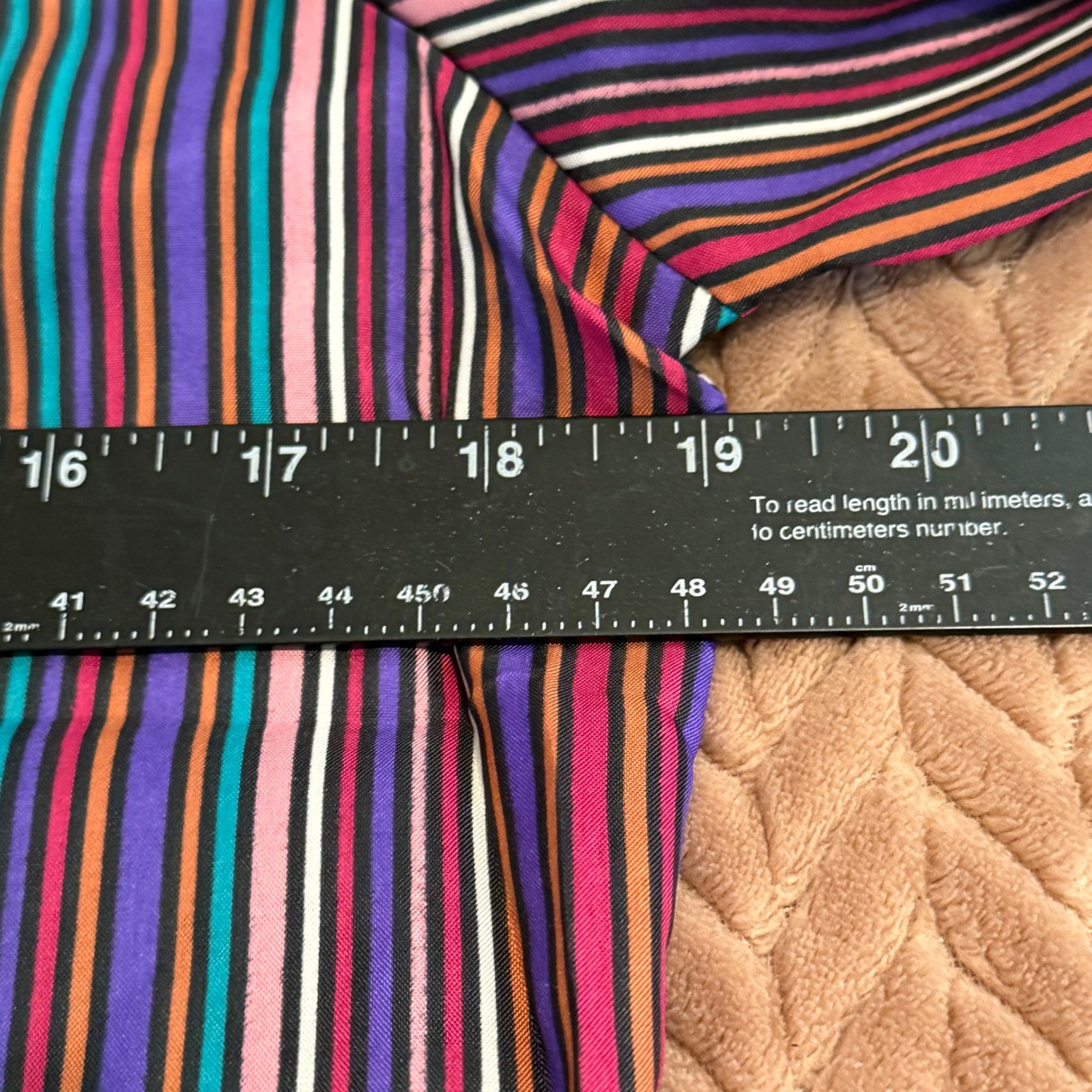 Vintage Lady Holiday Striped Button Up Blouse Multi Color Long Sleeve Size 12