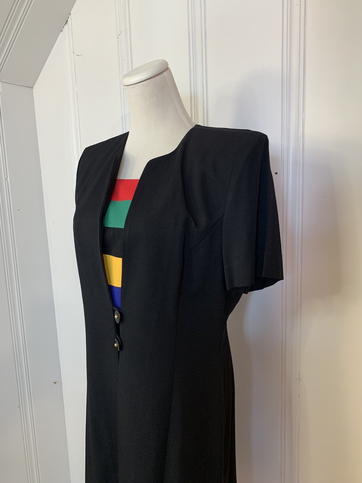 Vintage Dress Size 10 Julian Taylor New York 80s 90s Color Block Shoulder Pads