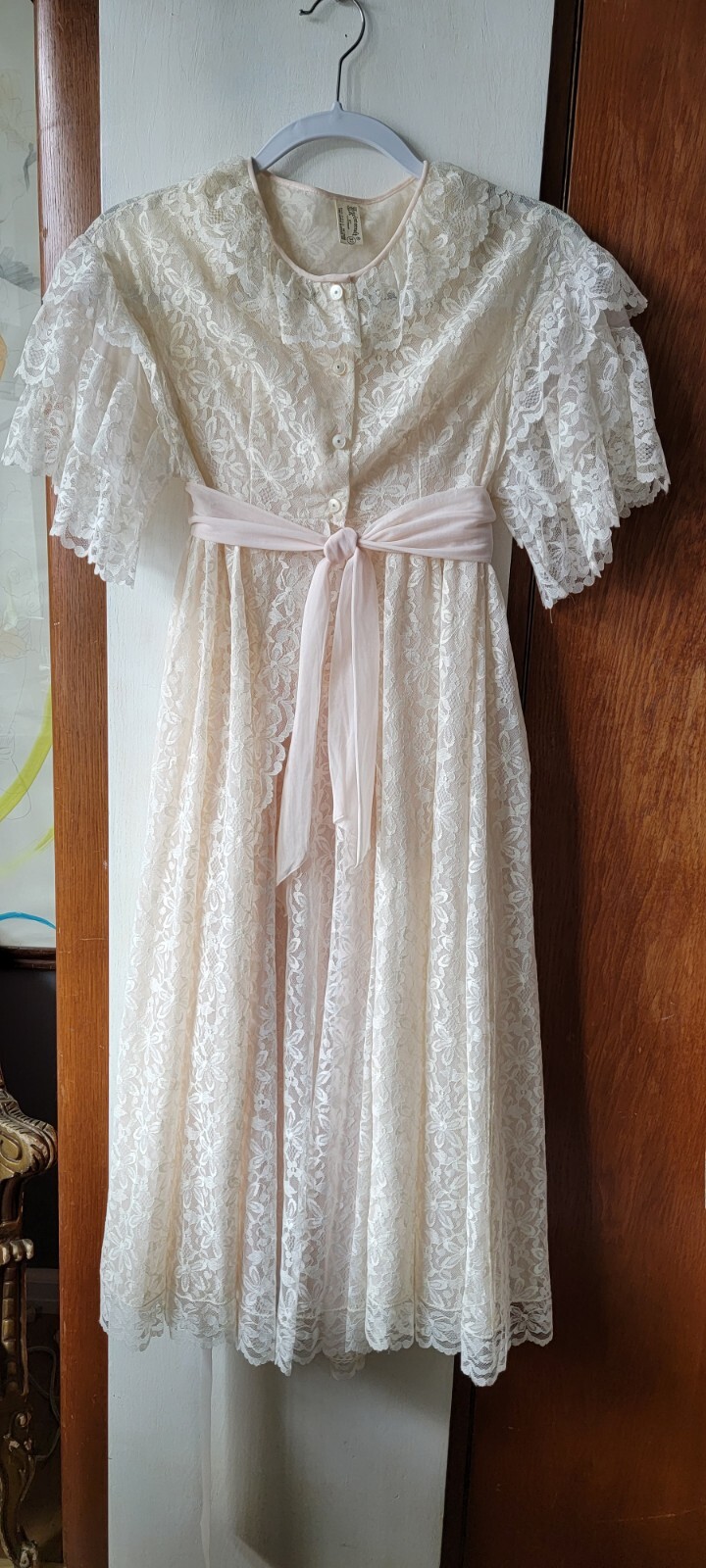 Vintage Aristocraft By Superior Lace Lingerie Robe+Nightgown Peignoir 2pc Sz 32