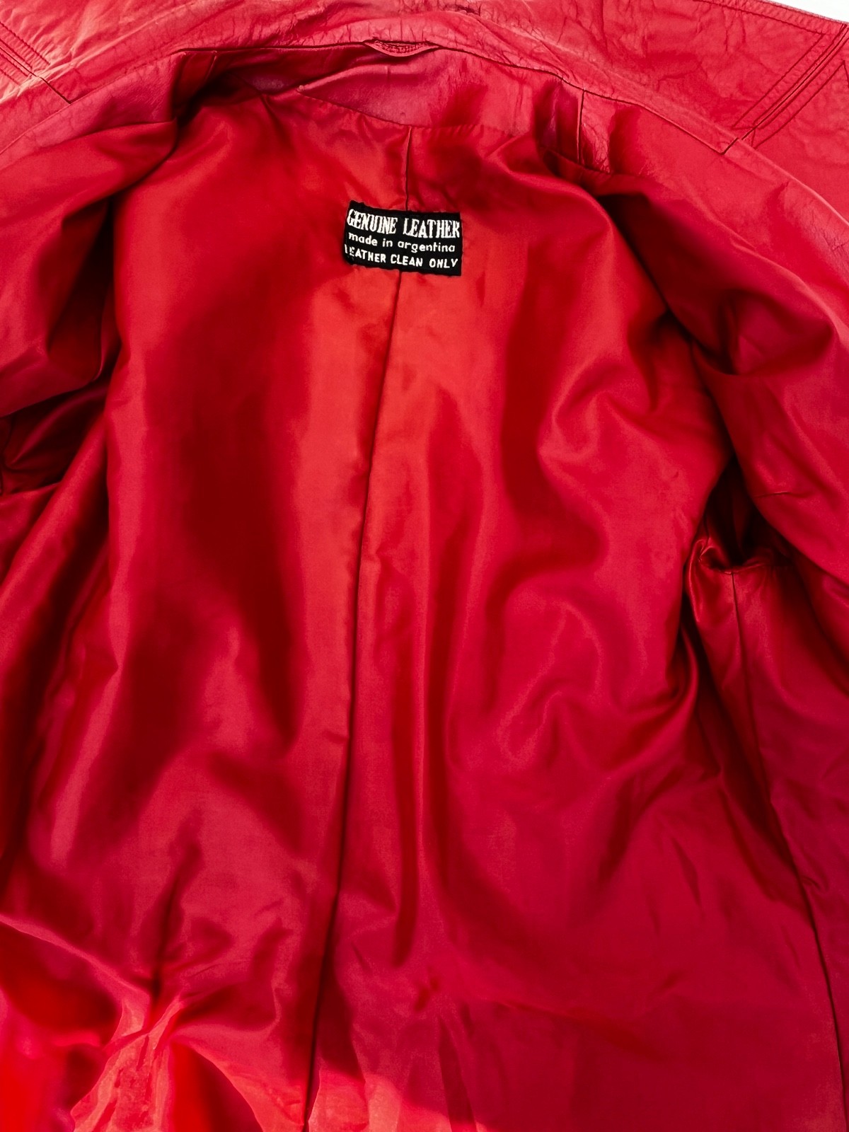 Vintage 70’s Mod Dark Red Women’s Leather Jacket Size Large READ