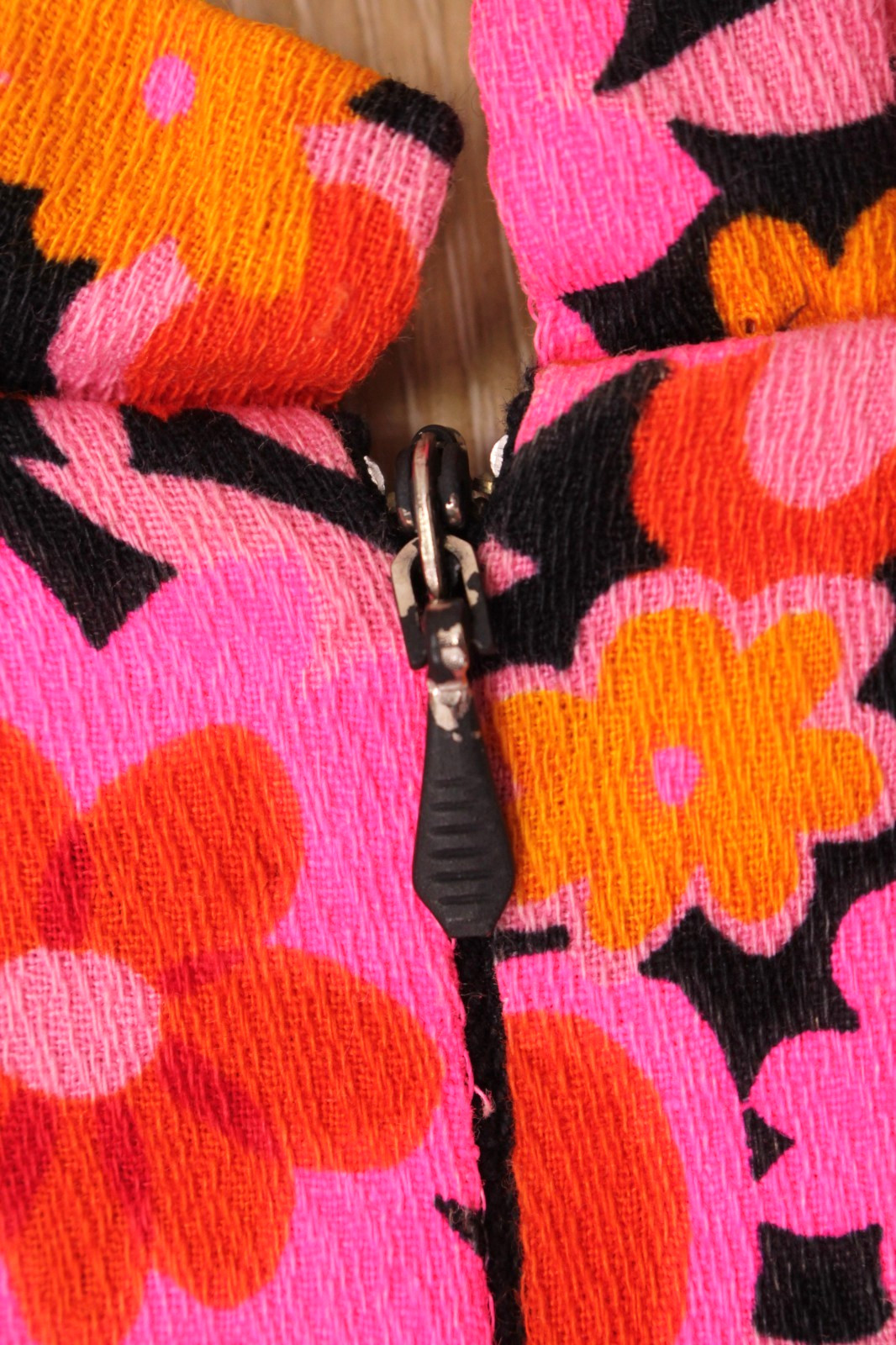 Vtg Women’s 60s Hot Pink & Orange Psychedelic Floral Maxi Dress XS/S 1960s