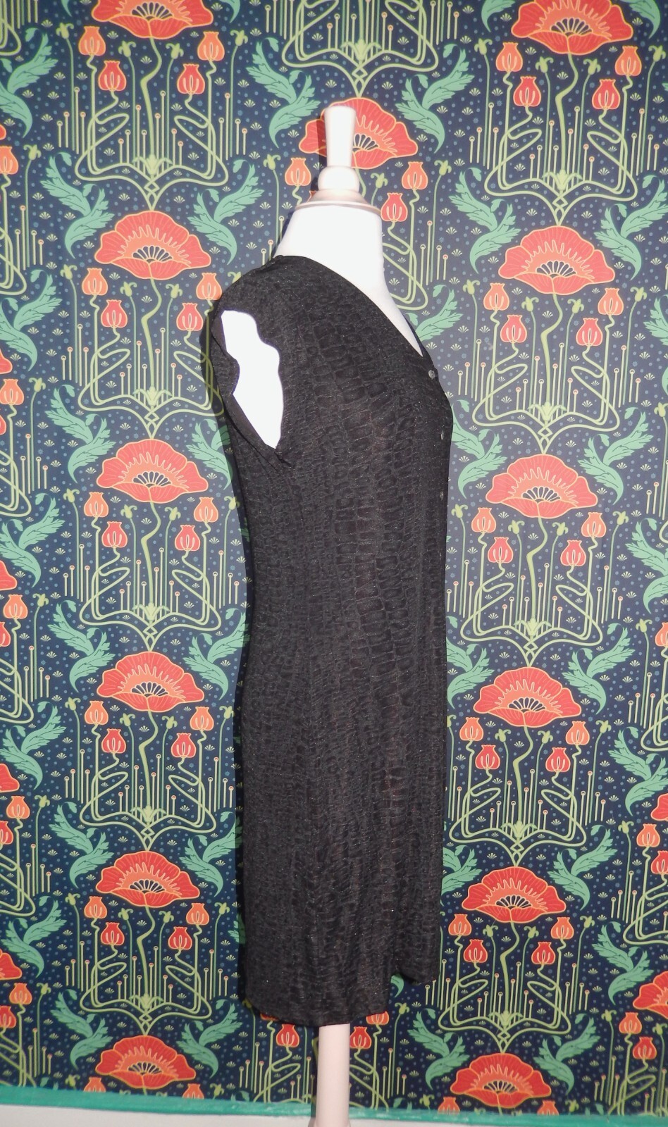 Vintage 90’s Y2K CDC Grunge Goth Button Front Shift Slinky Knit Gray Mini Dress