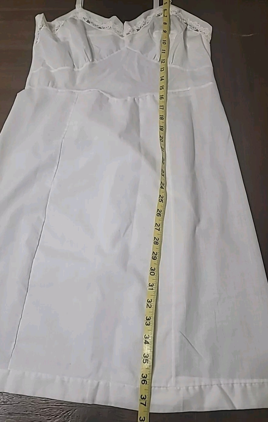Vtg Stoneswear Full Dress Slip Nightgown Poly Cotton lace Size 36