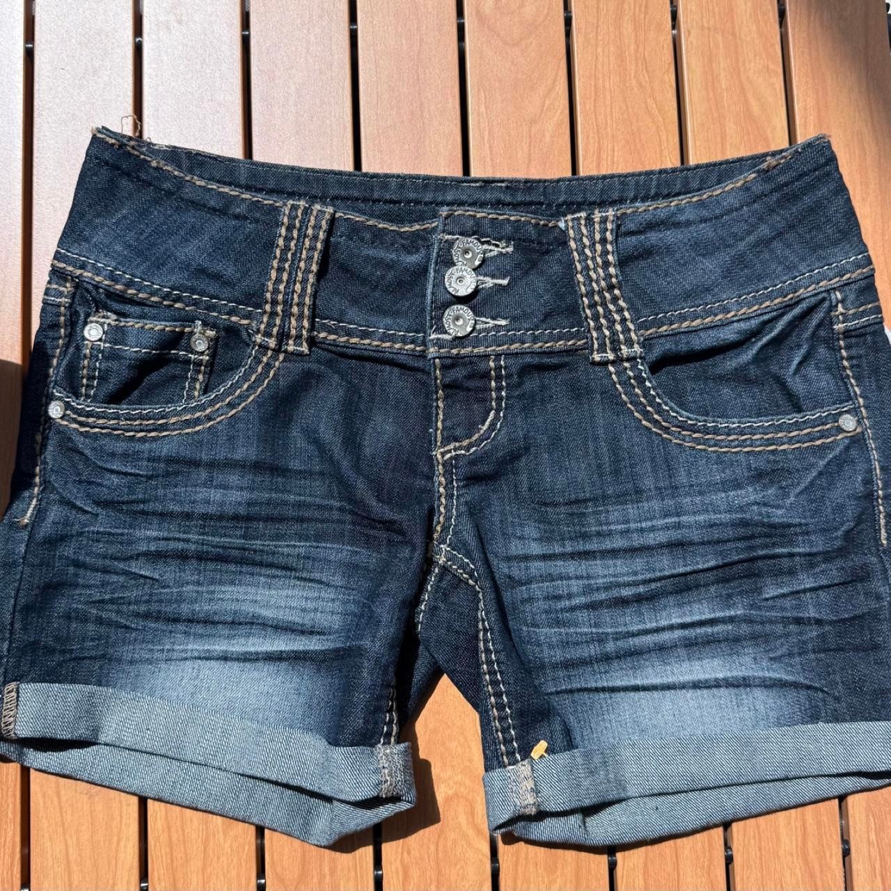 Almost Famous Dark Blue Boyfriend Denim Shorts with Triple-Button Waist