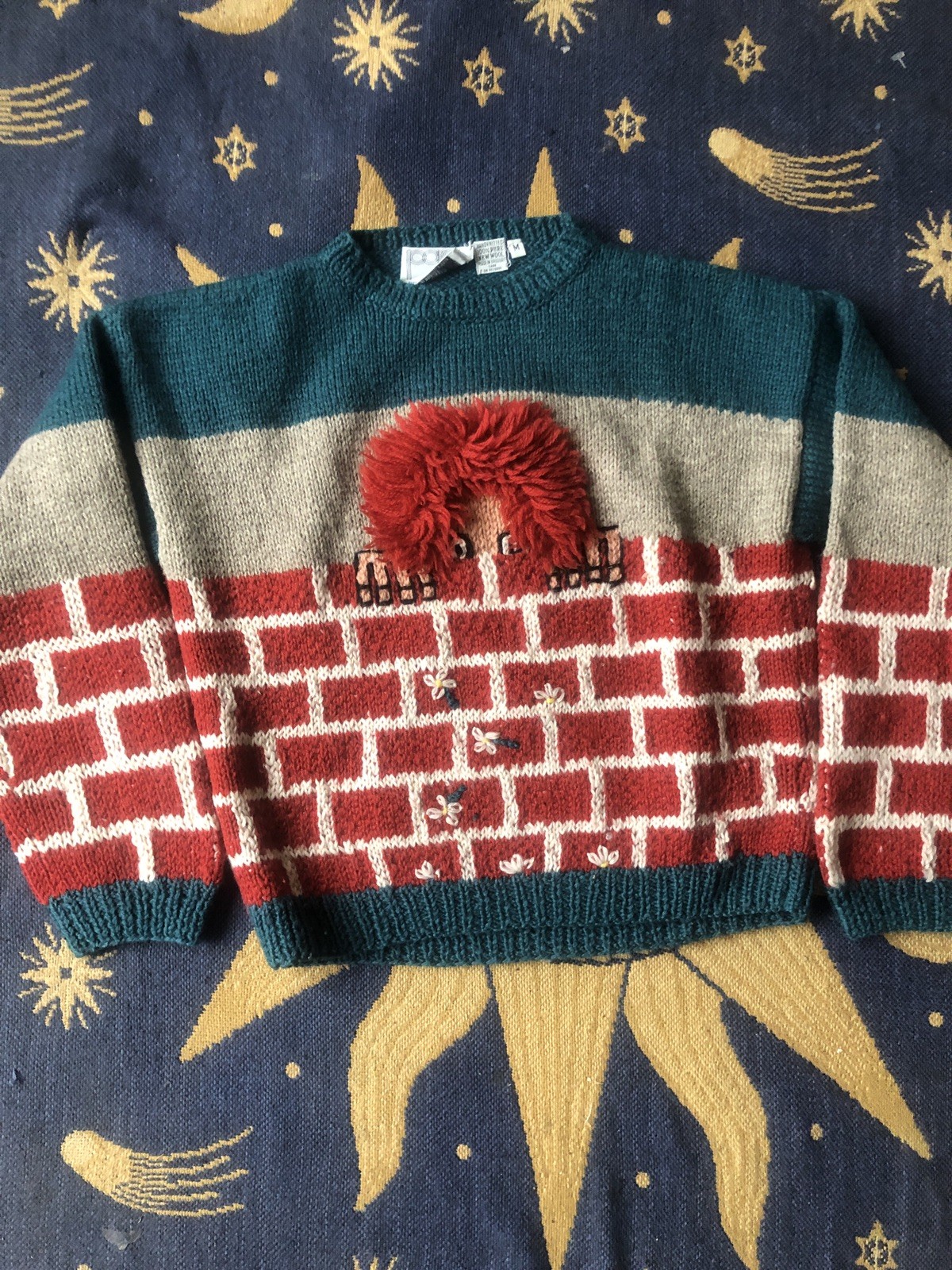 SO UNIQUE Peter G’s General Store Redhead & Brick Wall Wool Sweater Both Sides~M