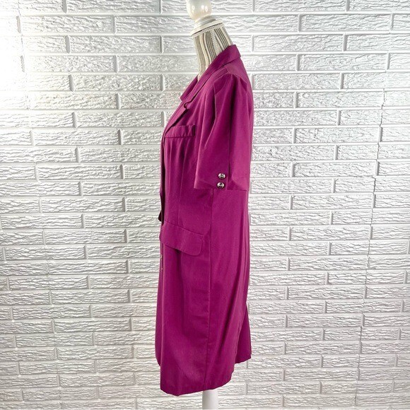 Vintage Jessica Cole Magenta Collared Double Breasted Midi Dress Size 10