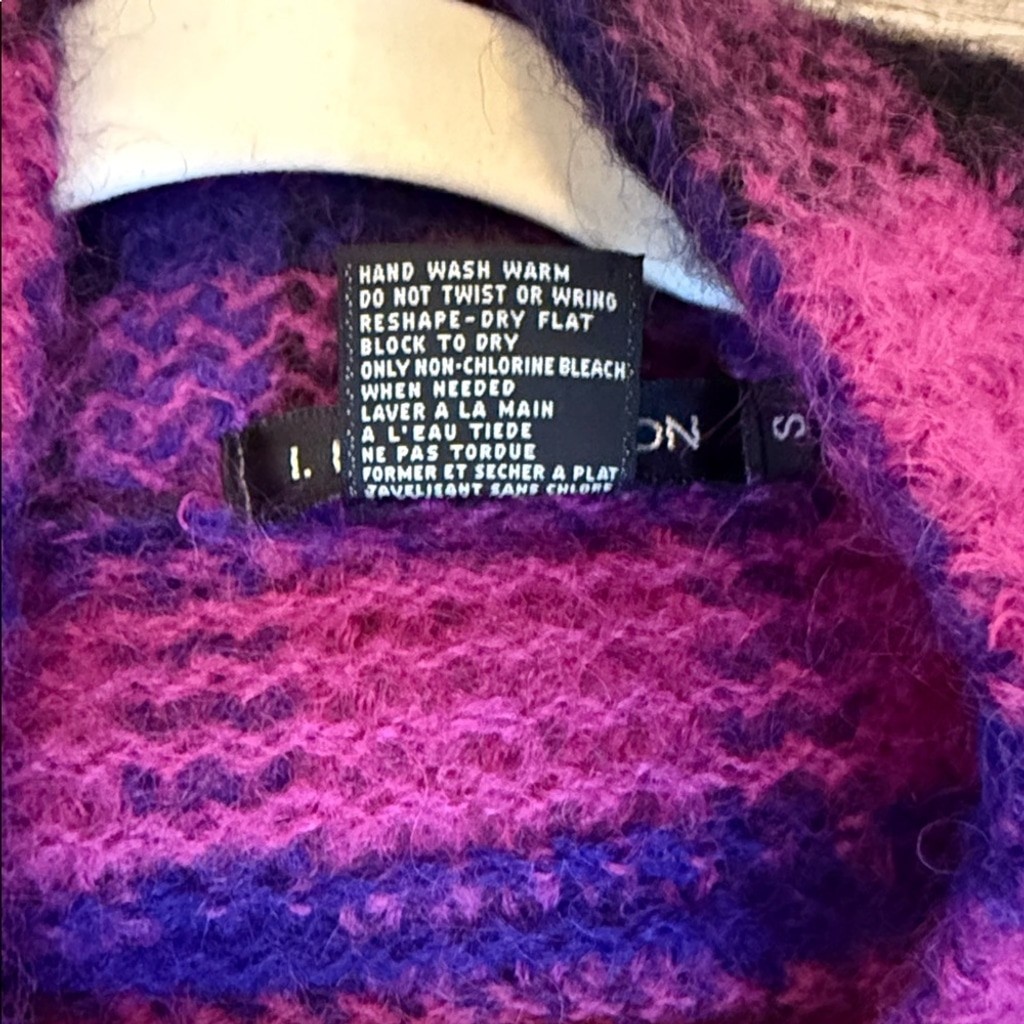 Vintage bold magenta plaid wool mohair blend plaid oversized sweater jacket S-L