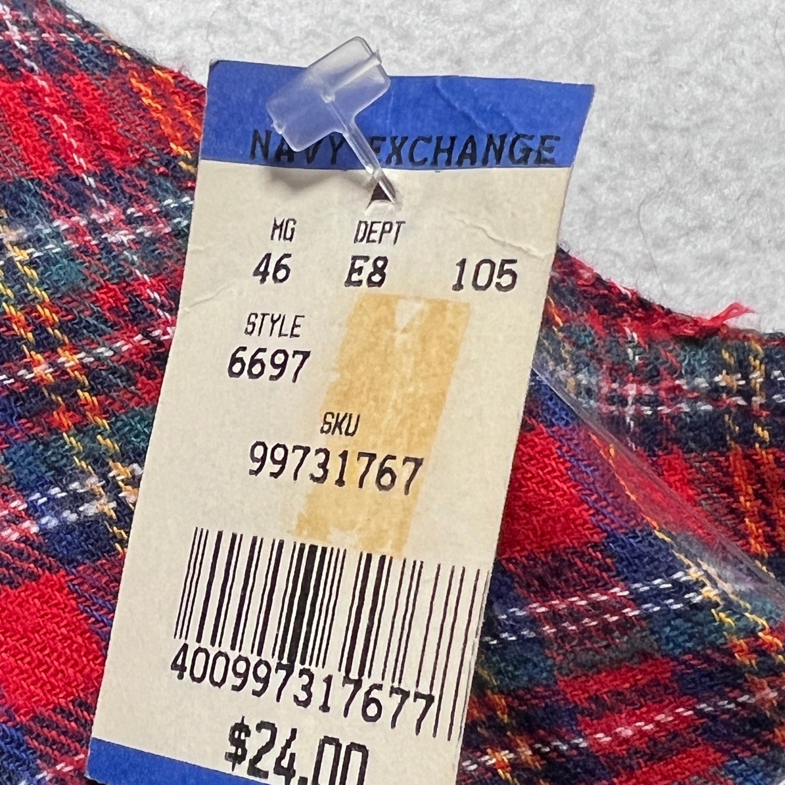 Vintage Erika Classics Dress Women Large Blue Red Plaid Corduroy Mixed Media NEW