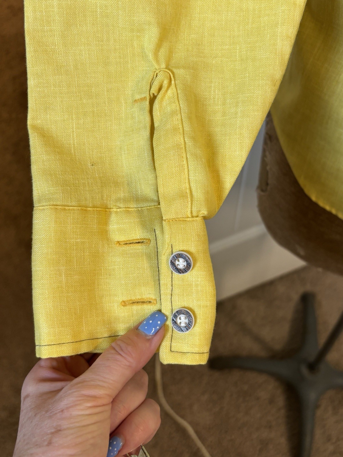 VTG 70s JCPenney Towncraft Yellow Western Shirt Butterfly Embroidered S/M