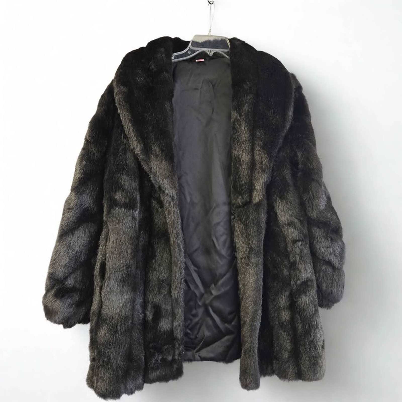 Monterey Fashions Faux Fur Glamour Mob Wife Winter Coat Brown Large