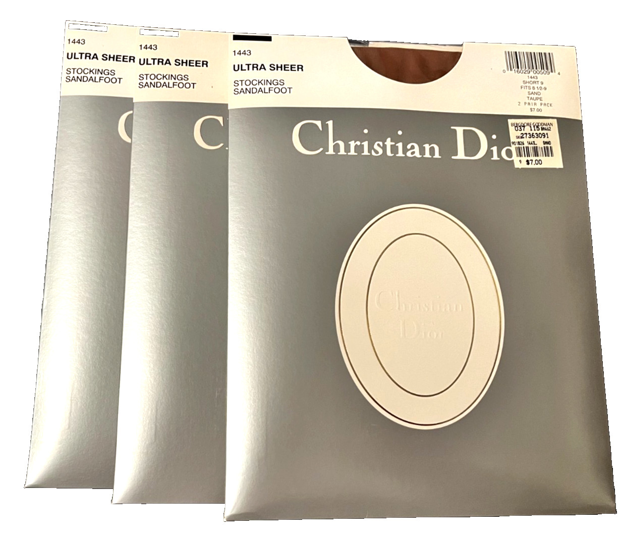 Christian Dior Stockings Sandalfoot Ultra Sheer Sand Taupe #1443 NOS 6 pairs