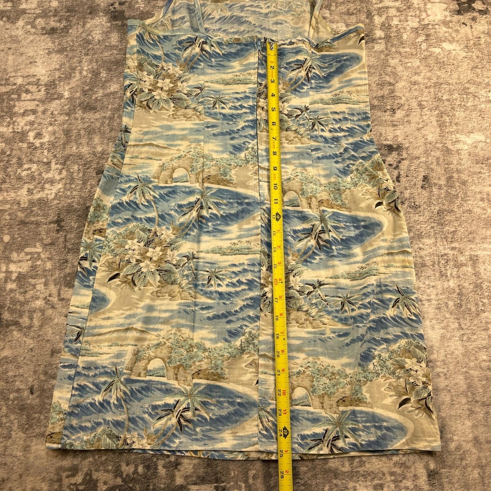 Vtg Eye Candy Women Small Blue White Beach Palm Tree Summer Dress Vacationcore