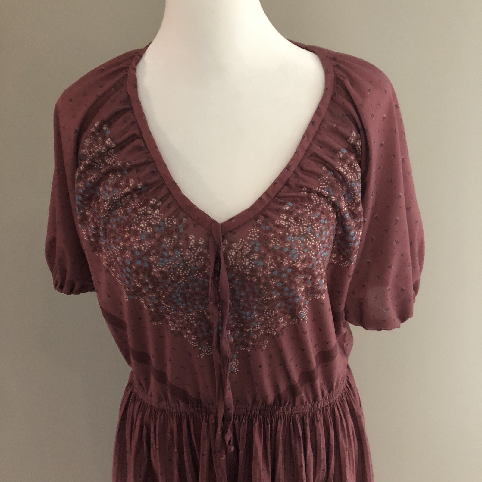 Vintage 70’s Phase II Prairie Cottage Core Rose Floral Dress See Measurements