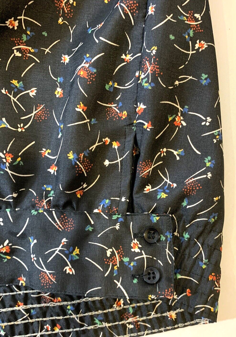 Lady Manhattan Blouse Womens 10 Black Vintage 70s Silkhana Floral Pullover