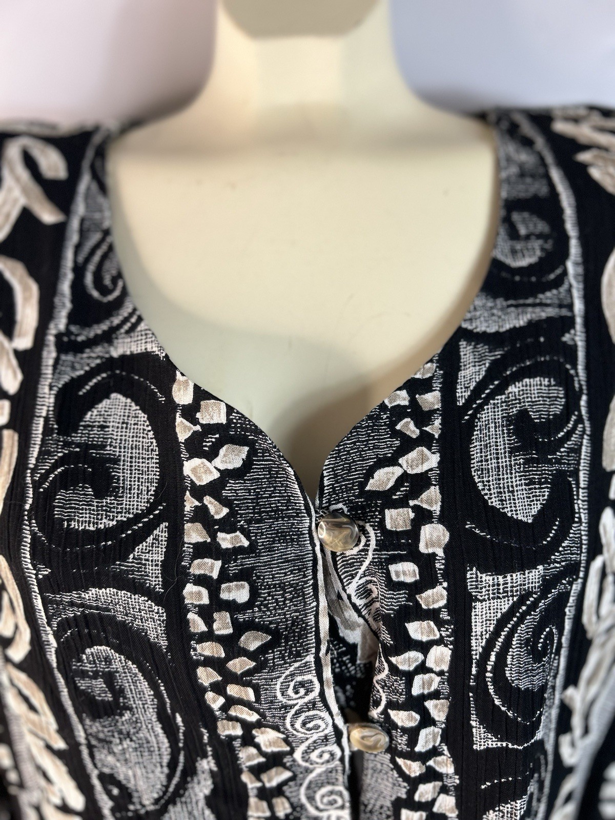 Vintage Tracy Richards Paisley & Stripe Button Blouse Size 22WP