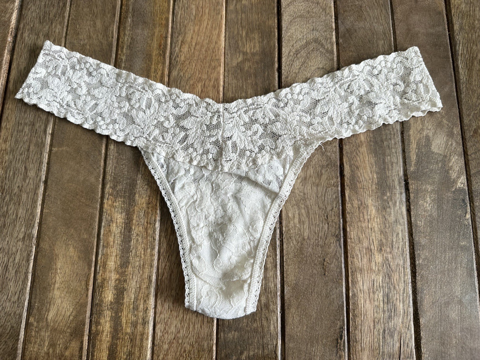 Vtg Hanky Panky One Size Ivory Nude Thong Bikini Panties