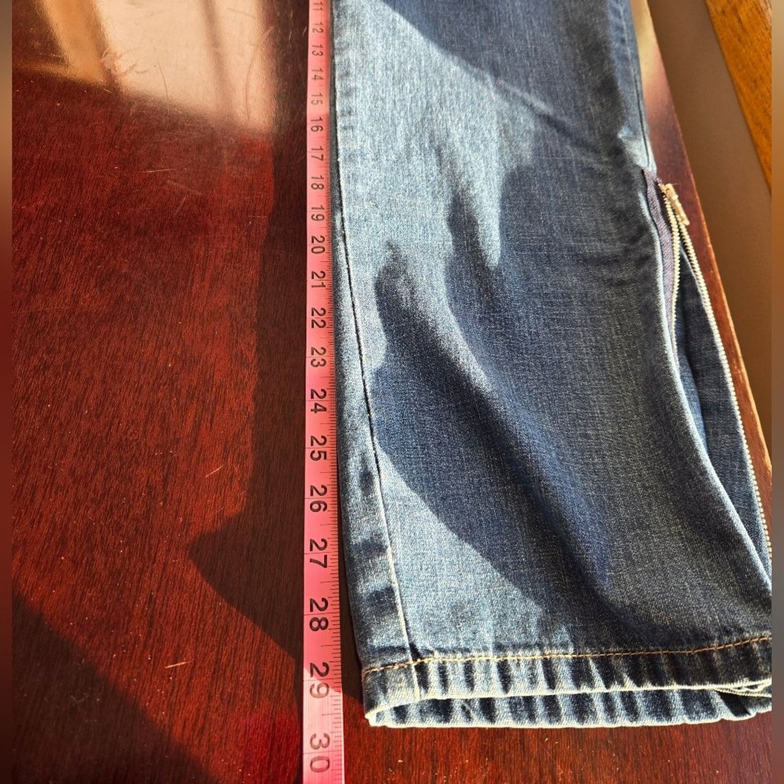 VTG Tommy Hilfiger Y2K High Rise Straight Leg Jeans Side Zip Ankle Size 12