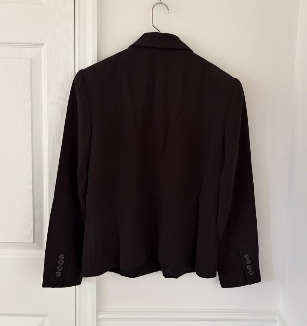 Harolds Jacket Women 8 Dark Brown Wool Blend Structured Blazer Career Wear USA