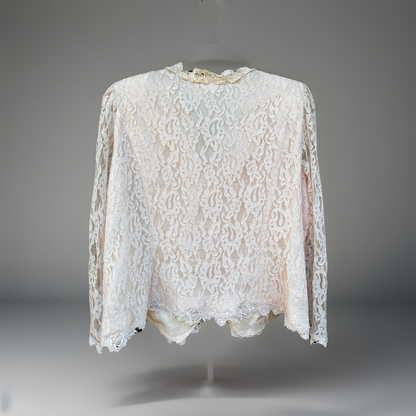 VTG 90s Lisa Michaels Romantic Coquette Top Jacket Peach Lace Size 24