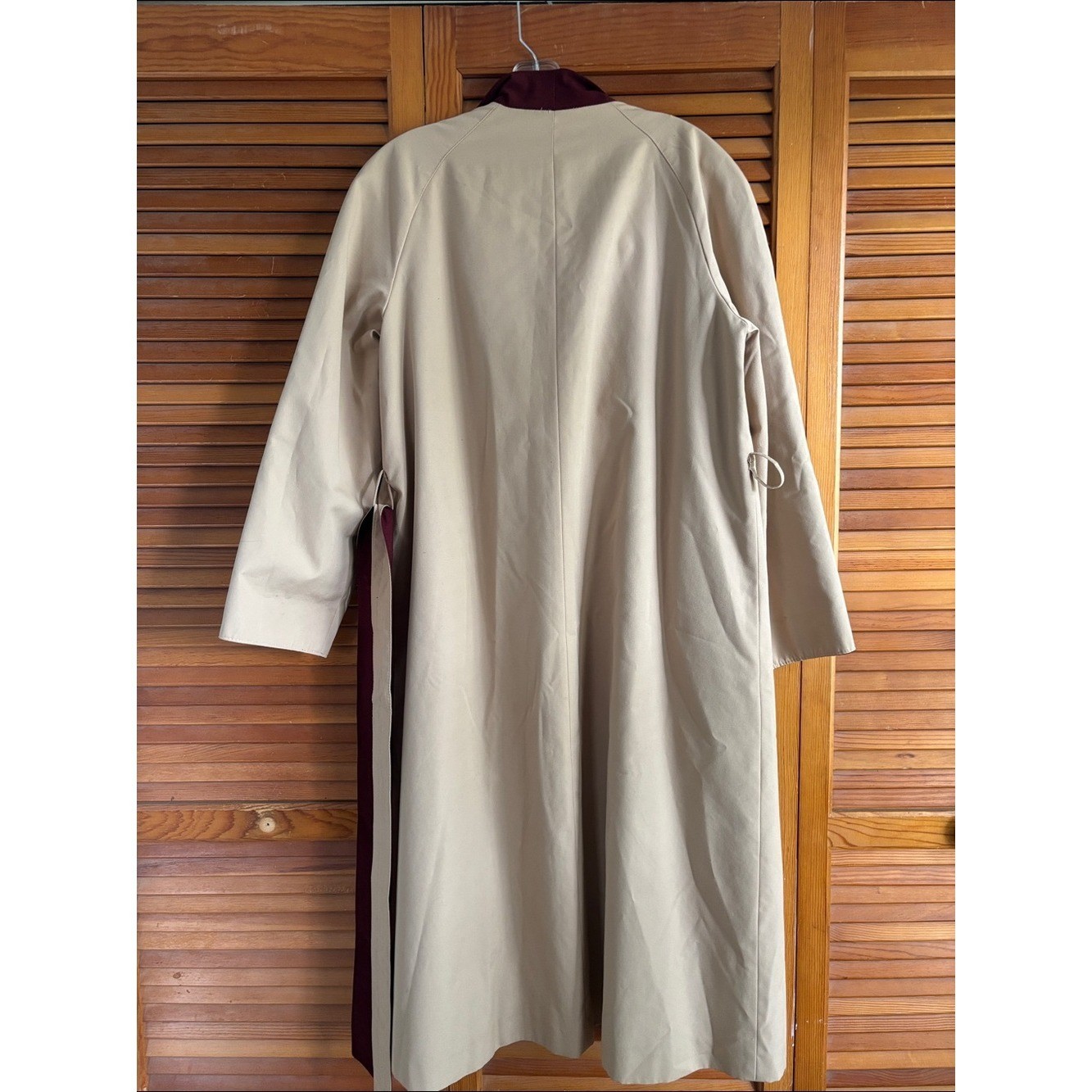 ETIENNE AIGNER Reversible Belted Trench Coat in Burgundy with Beige Sz 10 NWOT
