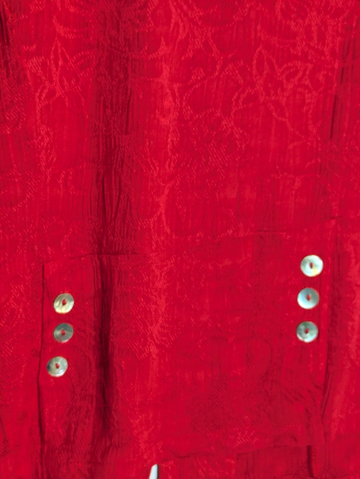 VTG Studio 1940 Red Lace Collar Mother Of Pearl Button Top Sz 18/20 Retro 80s