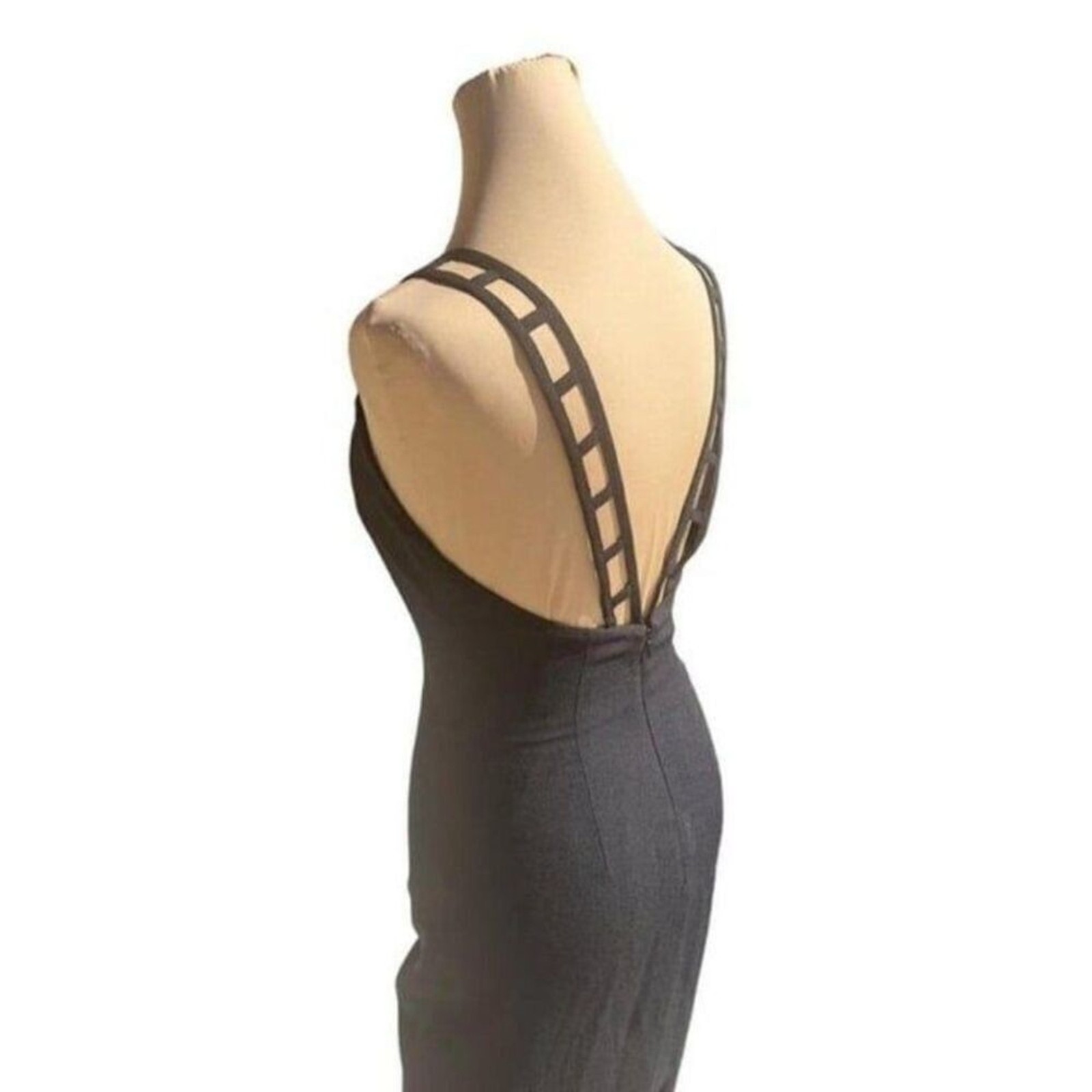 Vintage Rex Lester Black Cutout Maxi Column Gown Size 2