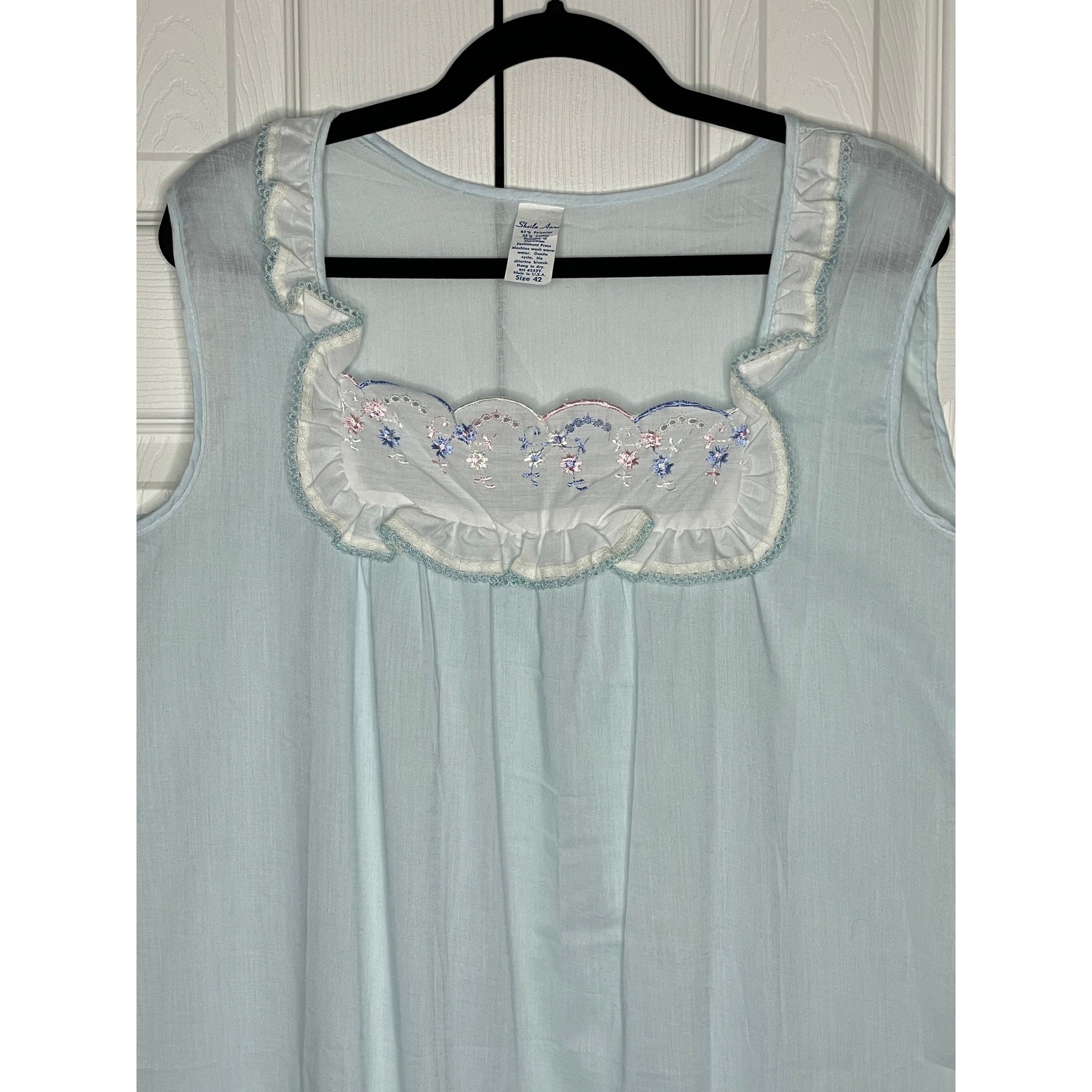 Sheila Anne House Dress Nightgown Vintage Cottagecore Coquette Blue Cotton Large