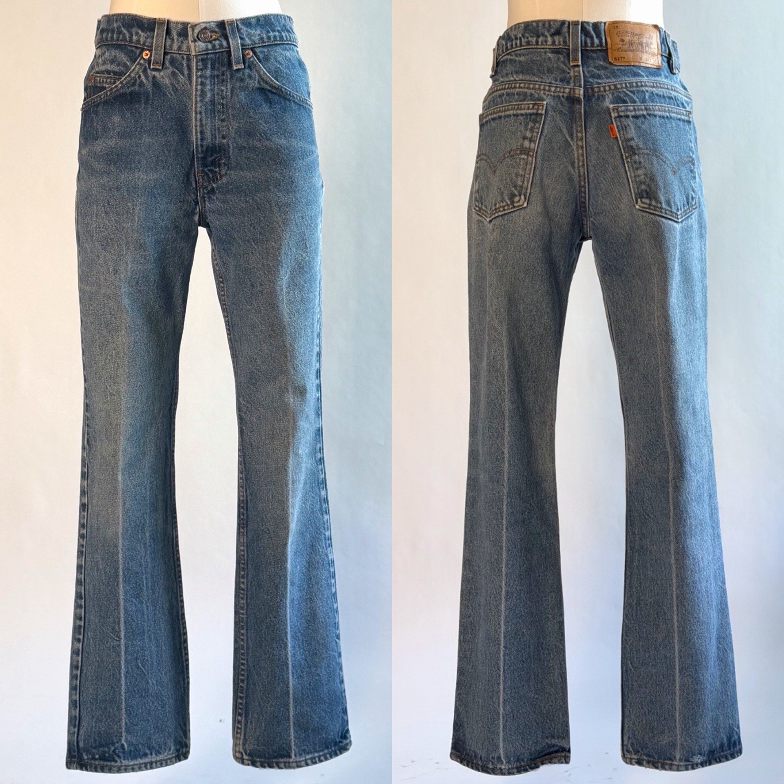 90s Levi’s 517 Orange Tab Boot Cut Made in USA 28×29 (Tag 30×31) Natural Fade