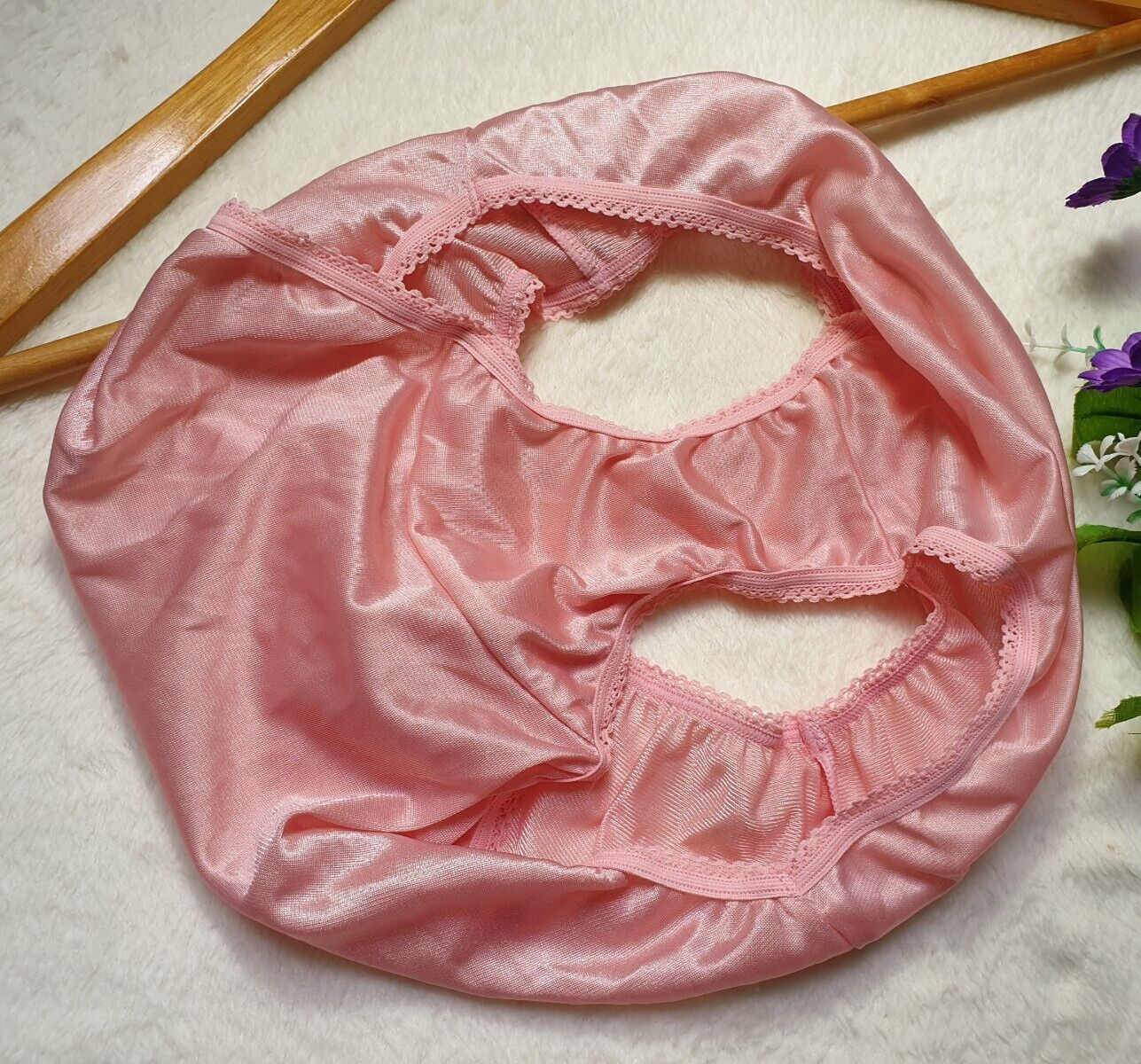 Vintage Silky Peach Panty 100% Nylon Sissy Sheer Brief Size 6-7 Hip 35-39″