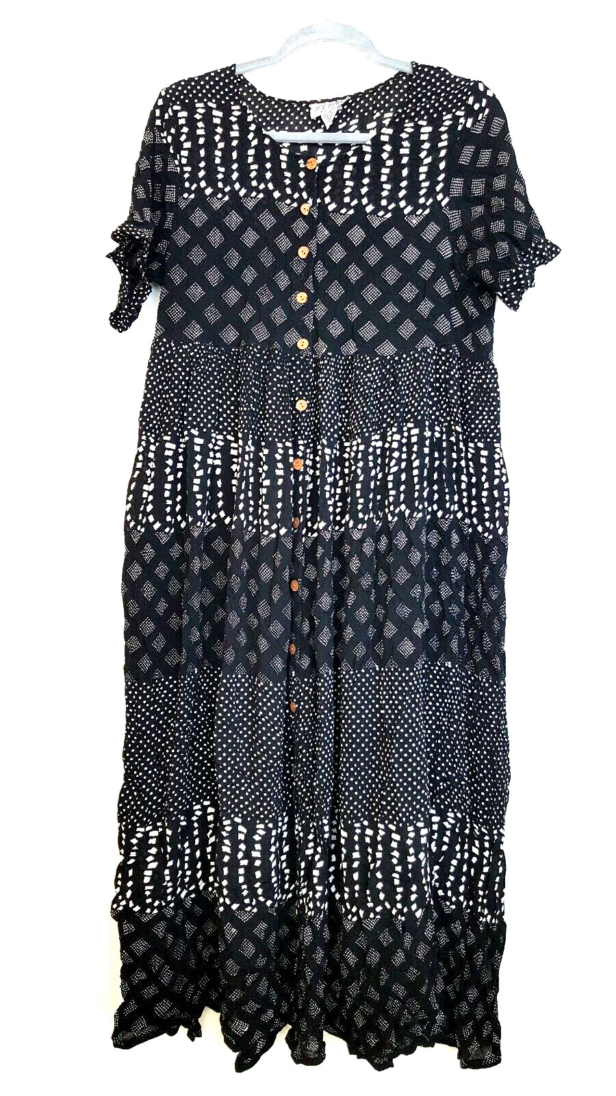 Jasmine by KVM Sheer Crinkle Dress Size Large Grunge Midi Vintage 1990s