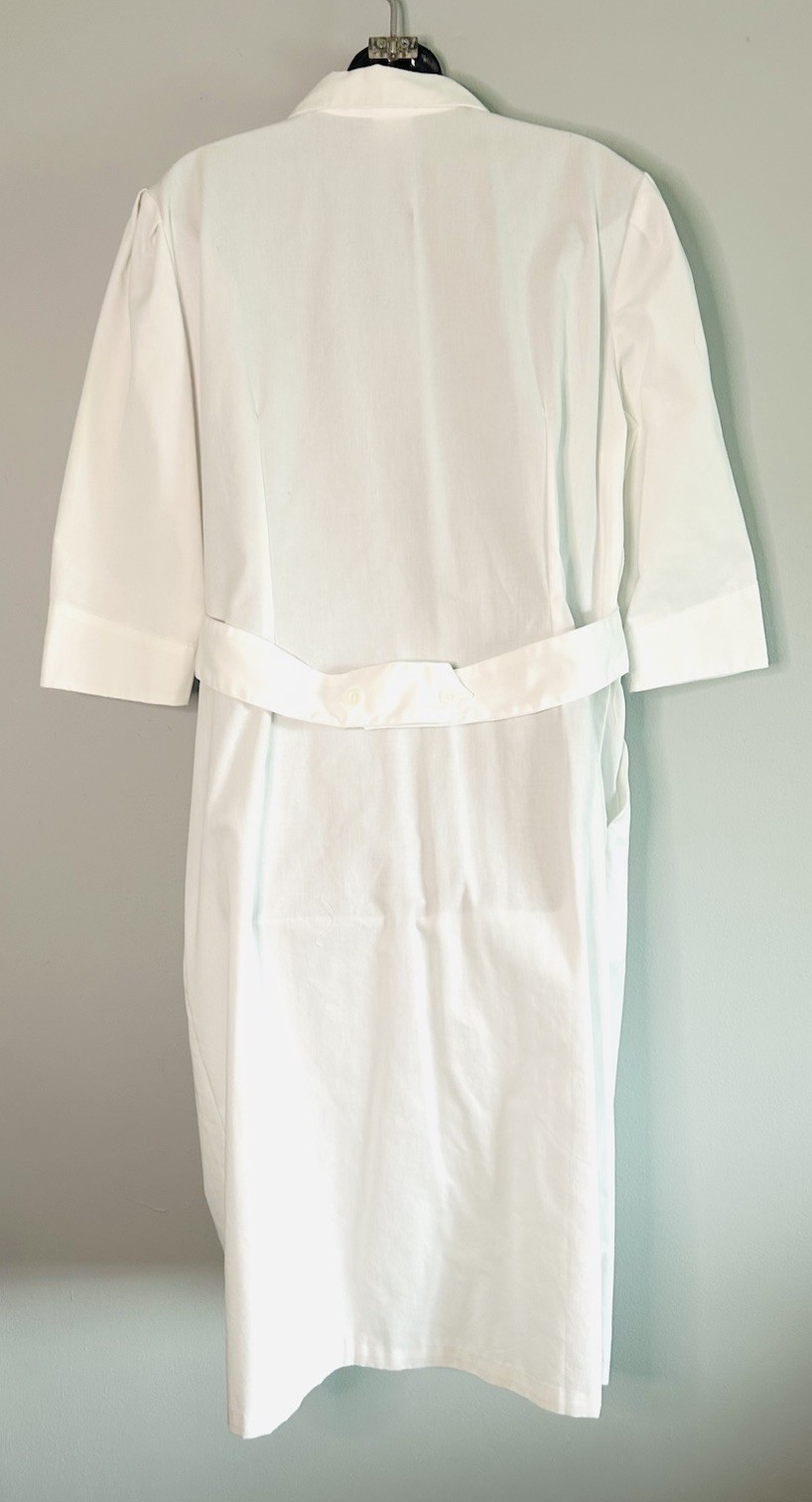 Vintage Prima by Barco White Nurse Dress Uniform Double Breasted Buttons Sz L