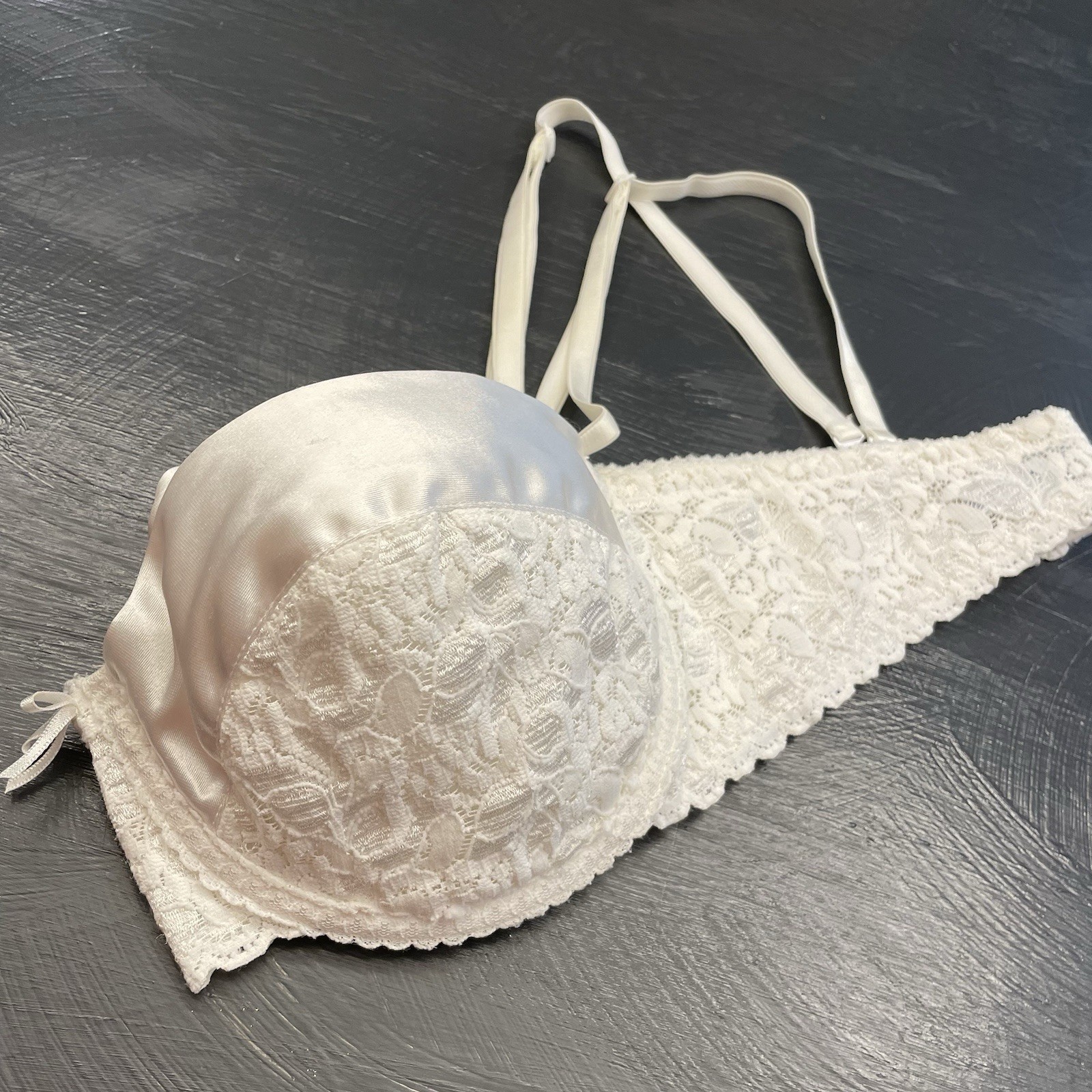 VTG Maidenform 36C Satin & Lace RENDEZVOUS Convertible Underwire Bra #8355