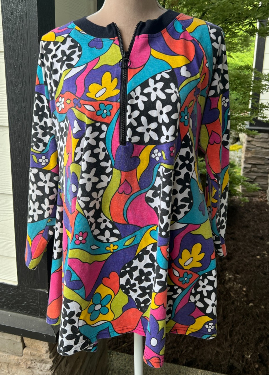 Vintage Go Go Dress Psychedelic Flower Power 70’s Style Traffic Jam Medium