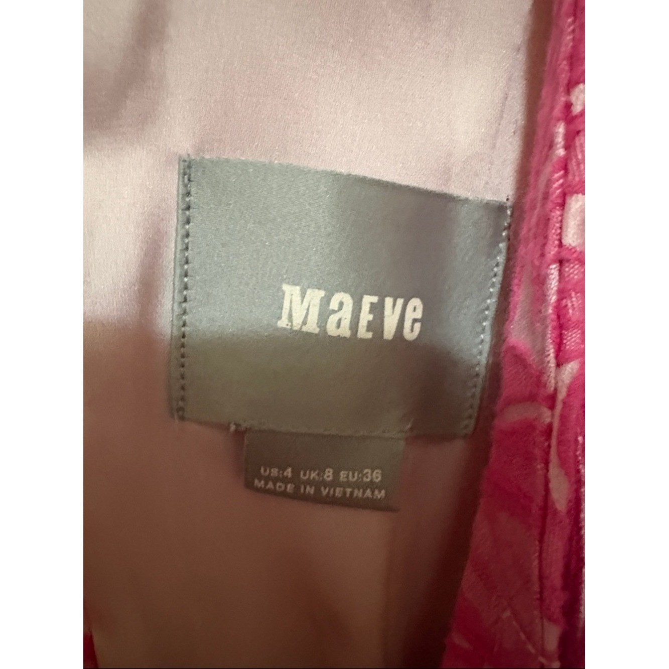 Maeve Anthropologie Classic V-Neck Pink Floral Fit & Flare Dress