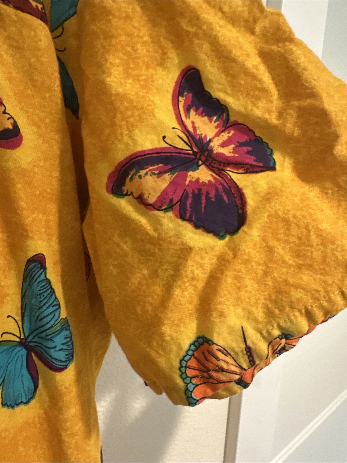 Vintage Y2K Only Necessities Women’s House Dress Yellow Butterfly Print 2X 26/28
