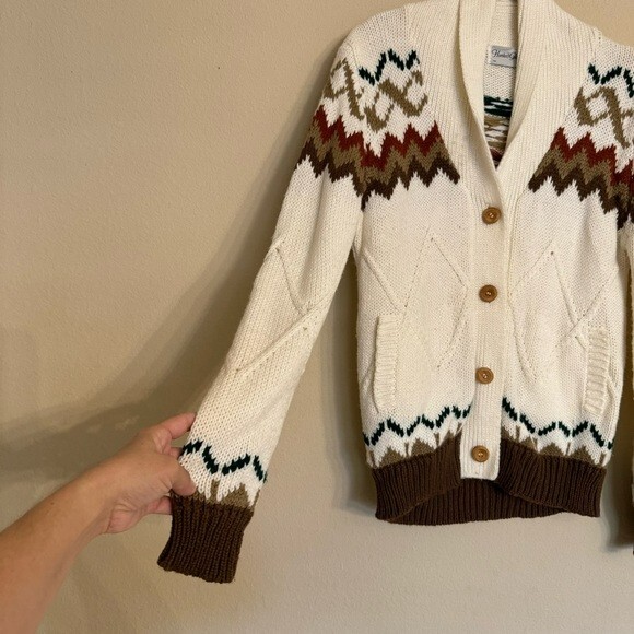 VTG Hunter’s Glen Knit Cardigan Sweater Boho Western Country Retro Sz L Cottage