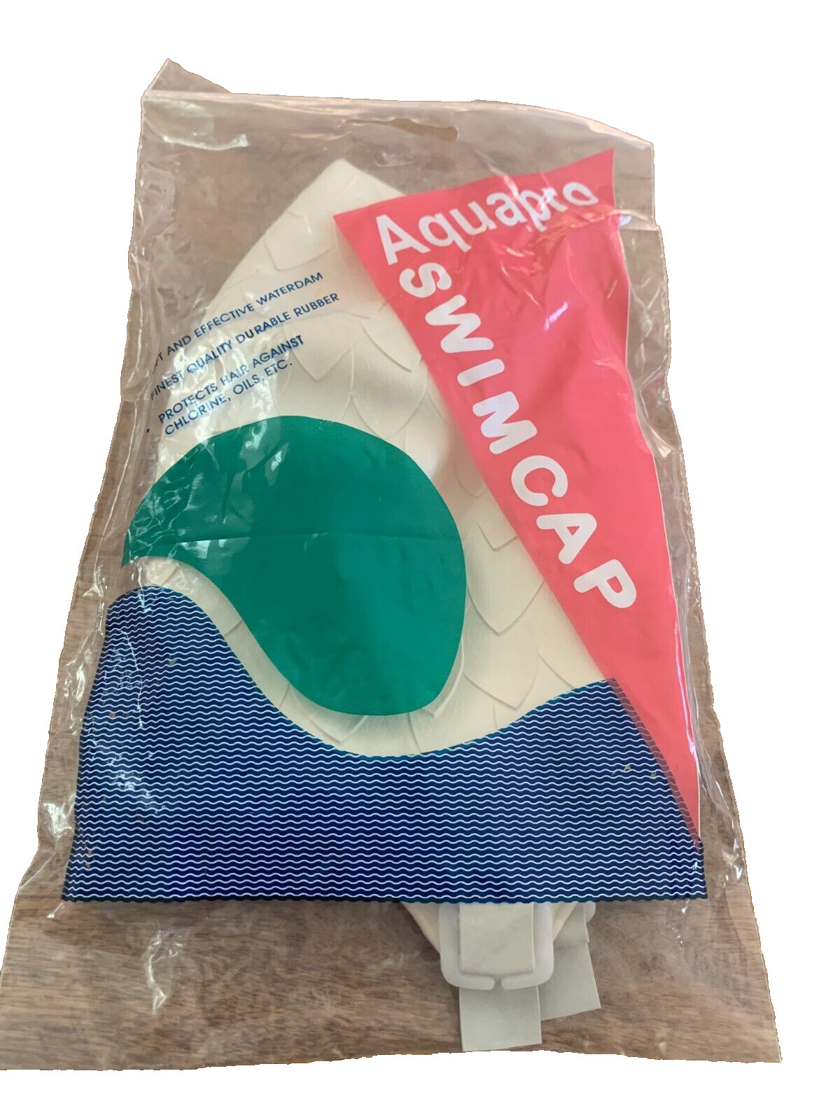 2 Swim Bathing Cap Aquapro Aqua Pro 5185W Rubber Cream Textured Vintage NEW NIP