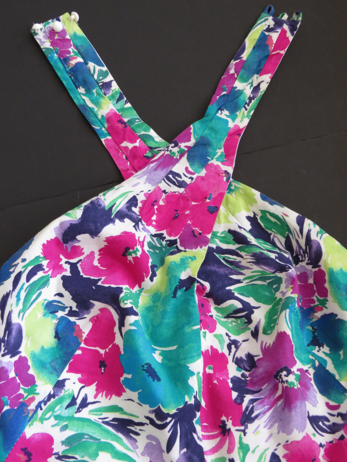 Size Small 5 to 6 Vintage Halter Dress by Act I Turquoise Plum Rose Flowers