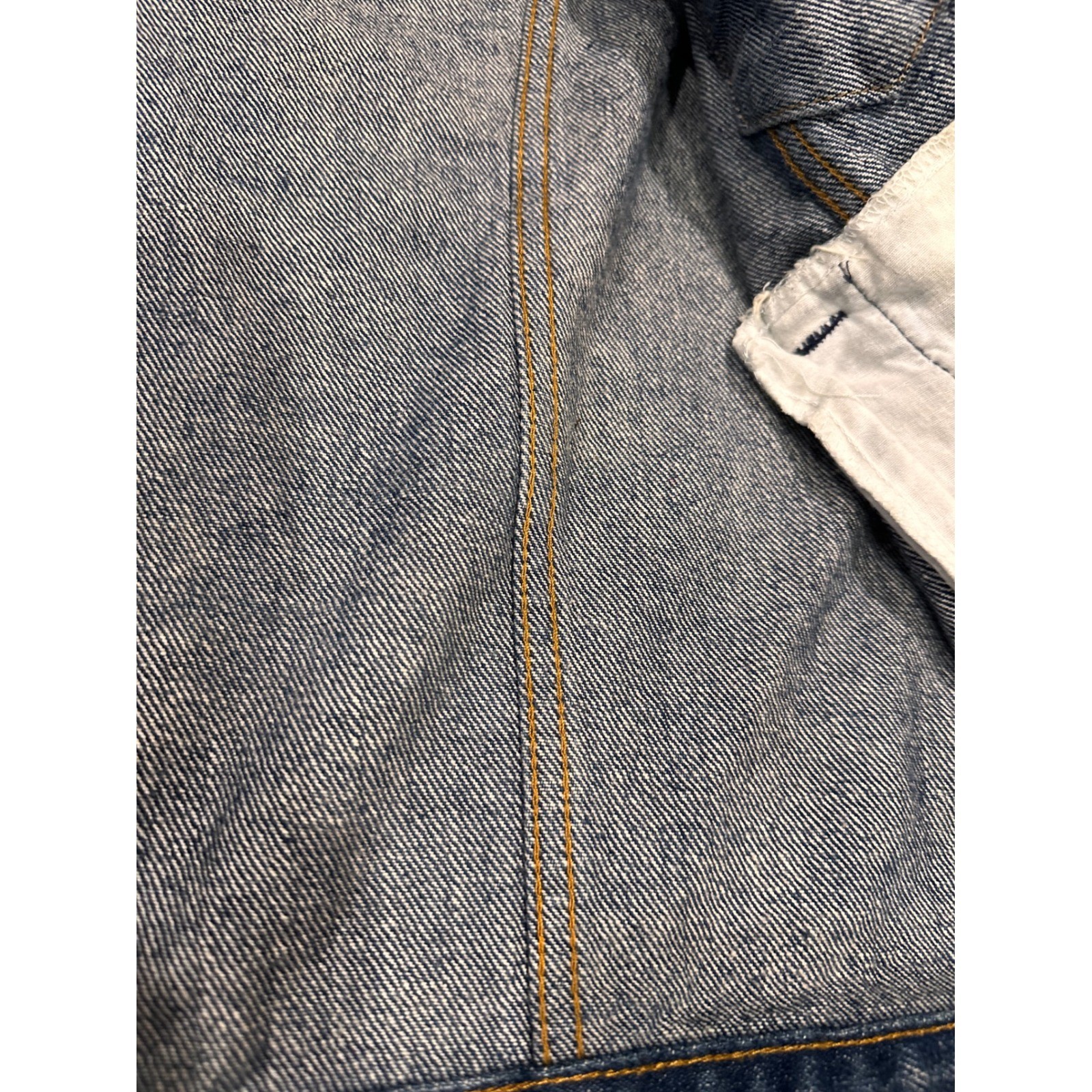 Vintage 1970s Sears Roebucks Denim Trucker Jacket USA Dark Wash Size 18 read