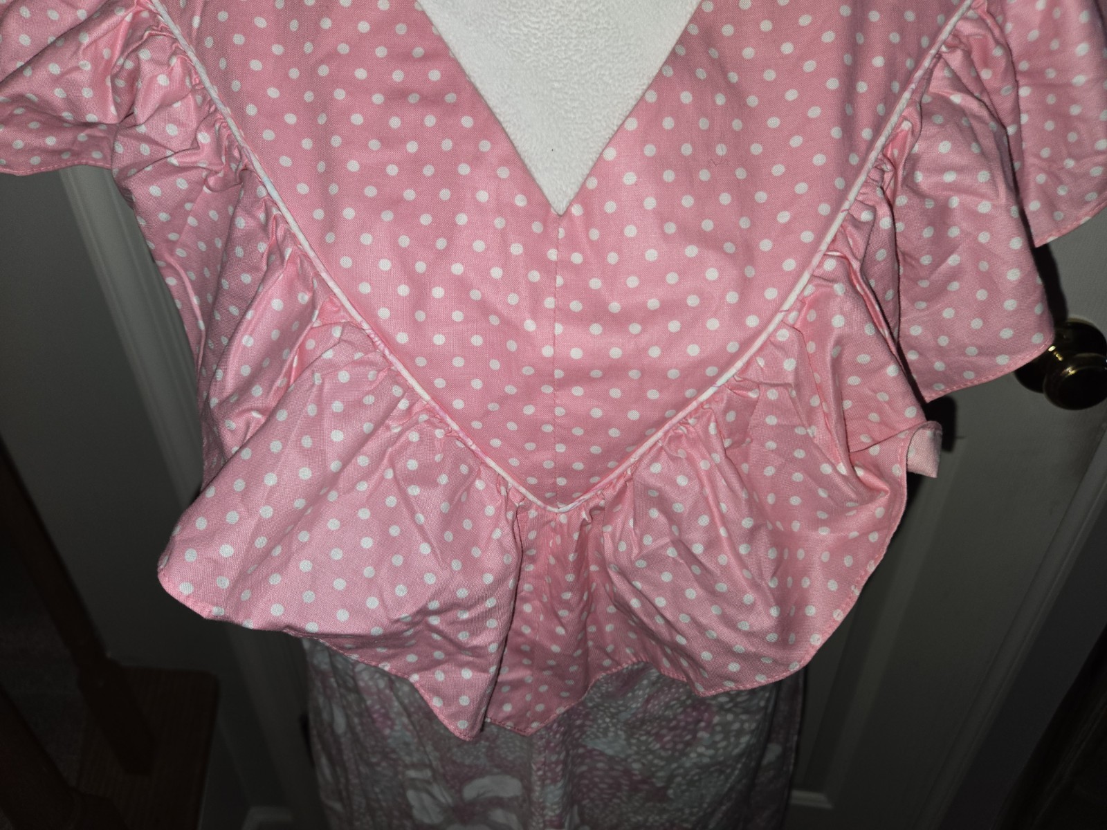 Vtg. Hilda Hawaii Maxi Dress Pink Teal Floral Polka Dot Hawaiian Muumuu 39 Chest