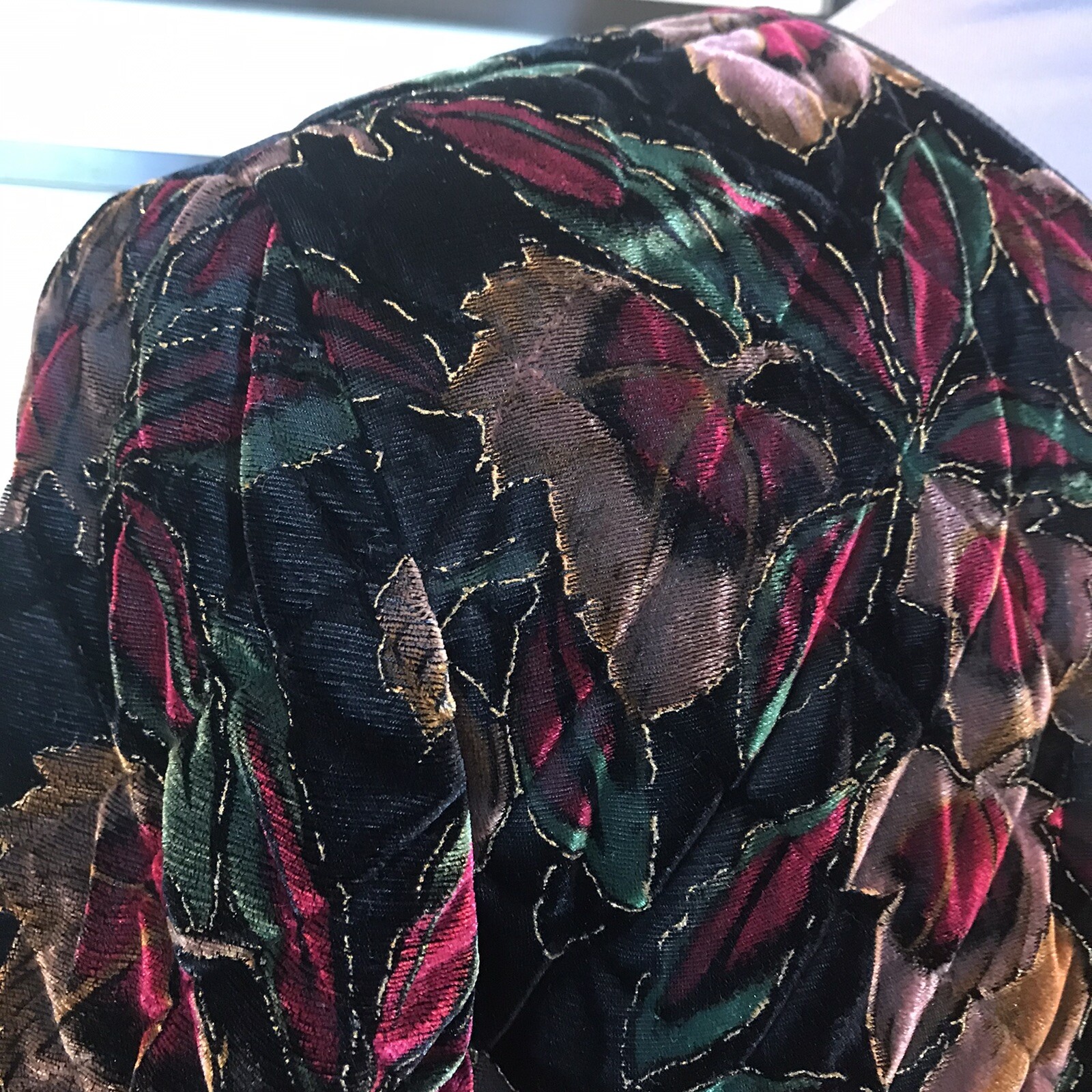 1990s Greg Adams Quilted Jacket Blazer Dark Floral Gold Velvet USA Made Size L