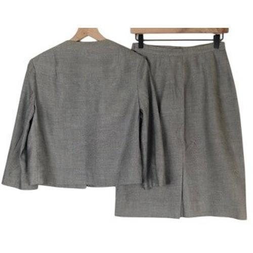 VTG BETTY ROSE Skirt Suit Double Breasted Jacket Pencil Skirt Set Sz 12 Gray