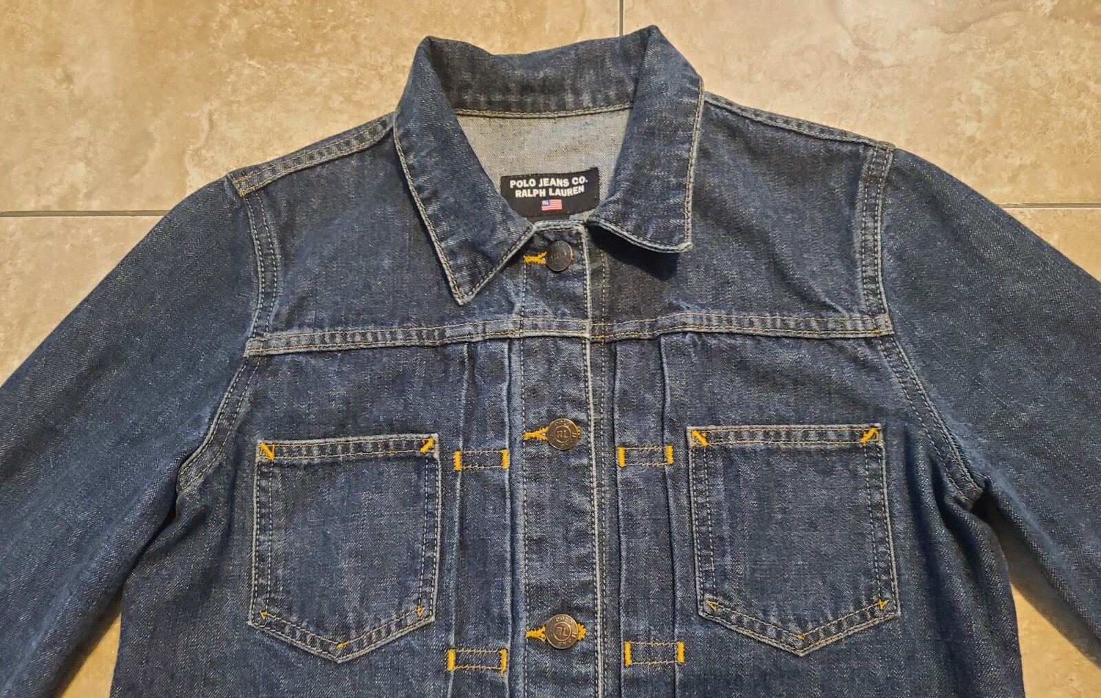VTG Ralph Lauren Polo Denim Jean Jacket Coat Type 2 Pleated Cuffed Womens M