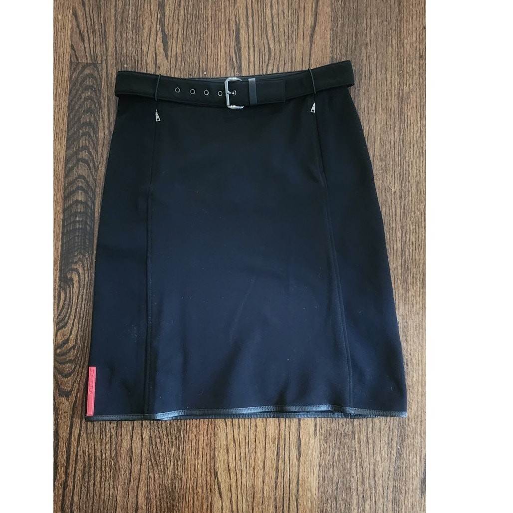 Vintage 1990s Prada Skirt Red Tab Linea Rossa Black A Line