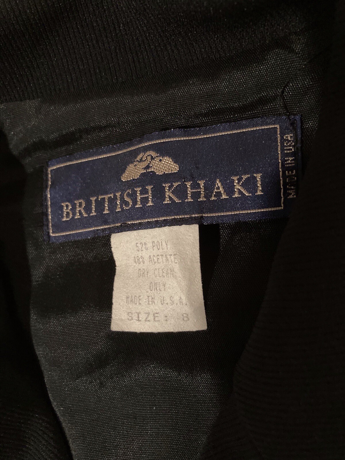 VTG 80s British Khaki Black Polyester Double Breasted Vest Ladies SZ 8